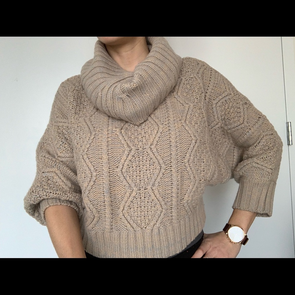 NWOT Chunky knit cowl neck cotton sweater